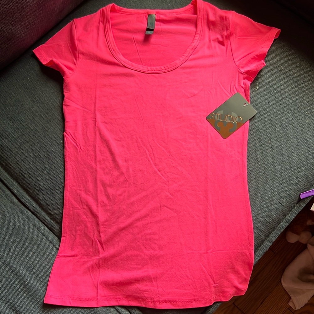Bright neon pink tee shirt